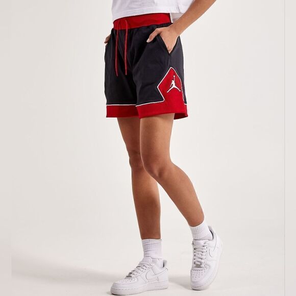 Air Jordan 1 3 4 Diamond Shorts Bred Bulls Women's M Black Red DZ3352-010 New - Picture 1 of 13